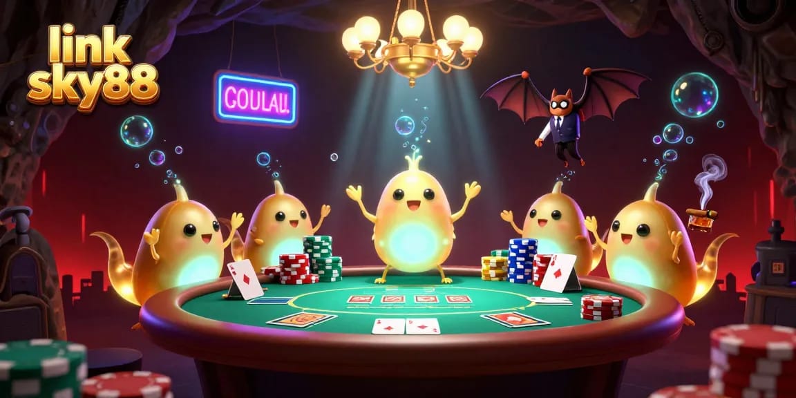 Illuminate your gaming experience with link sky88 as glowworms light up the cave casino atmosphere.