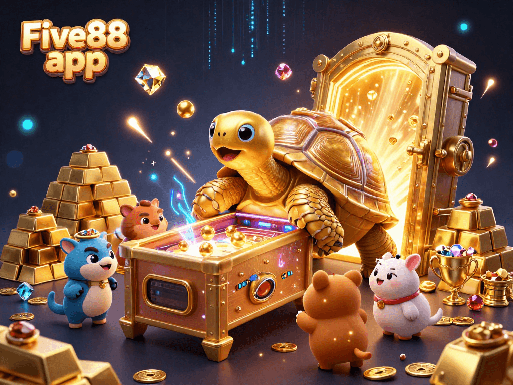 Experience vibrant gameplay with the Five88 app in this colorful, bustling casino scene.