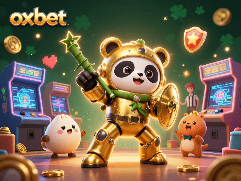 Engage with oxbet's vibrant casino experience featuring an action-packed panda mech-suit battle scene.