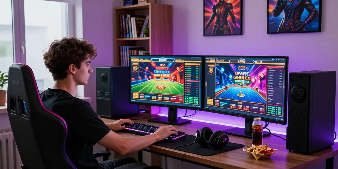 Engaging gamer enjoying SC88 online gaming experience in a modern home office setup.