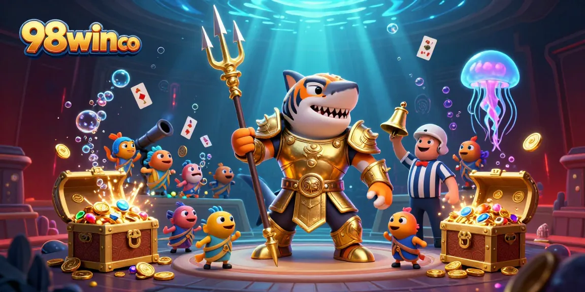 Experience thrilling underwater casino action with 98win co as a fierce shark battles in style.