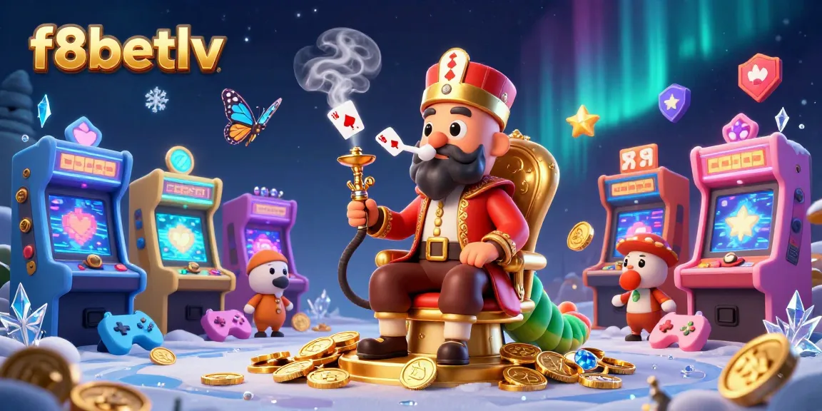 Experience immersive gameplay at f8betlv with a 3D illustration of a fun, vibrant casino environment featuring unique characters and gaming elements.