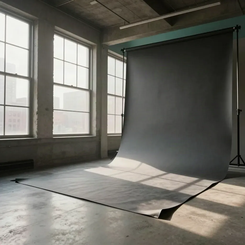 Low-angle Toronto studio with a backdrop sweep, high windows, and soft daylight.