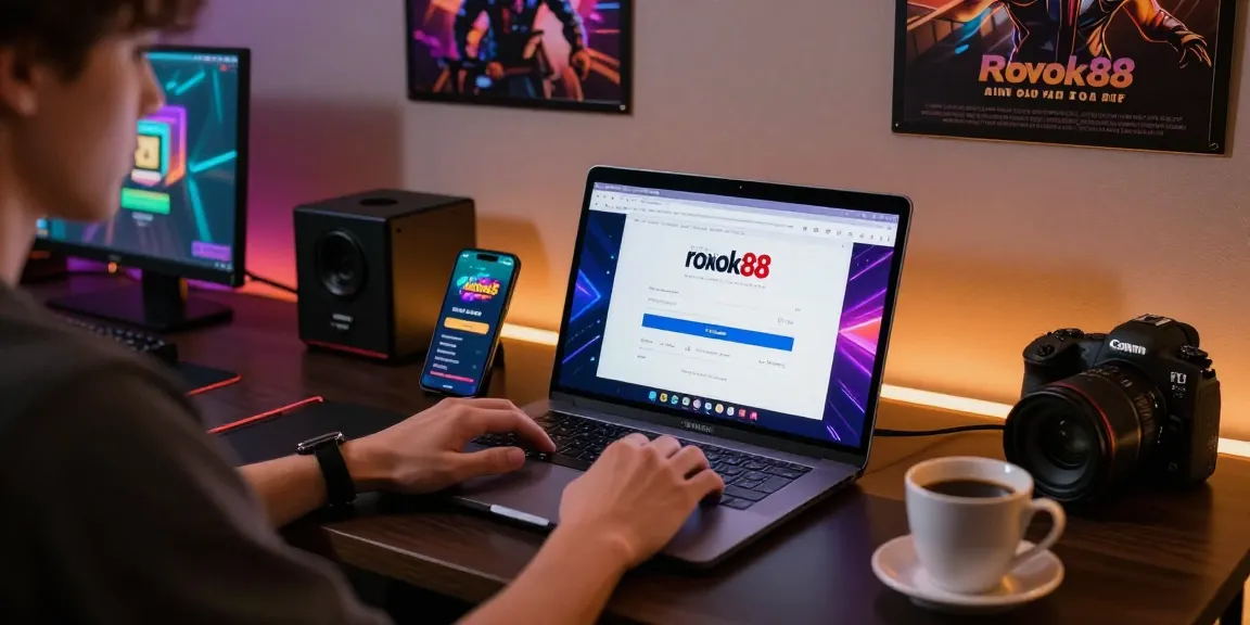 Engaging user accessing rokok88 link login on a modern gaming setup.
