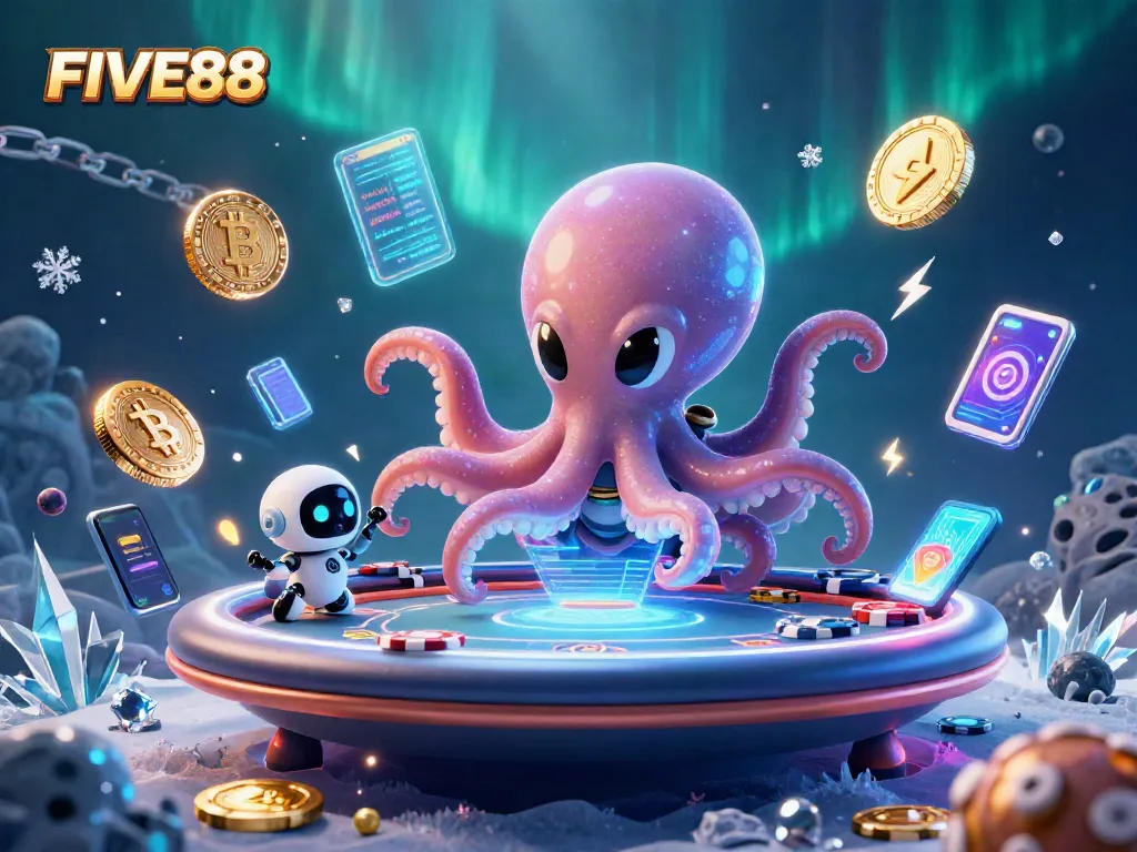 Engage in dynamic gameplay with FIVE88 as you explore an alien-themed poker environment.