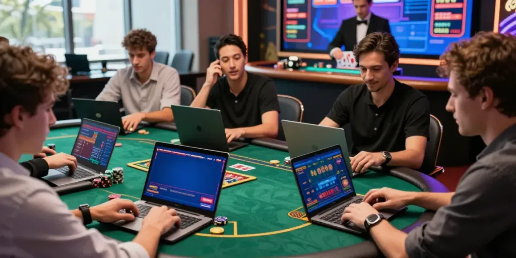Players enjoying online betting at https://fc88v1.com/ in a vibrant virtual casino environment.