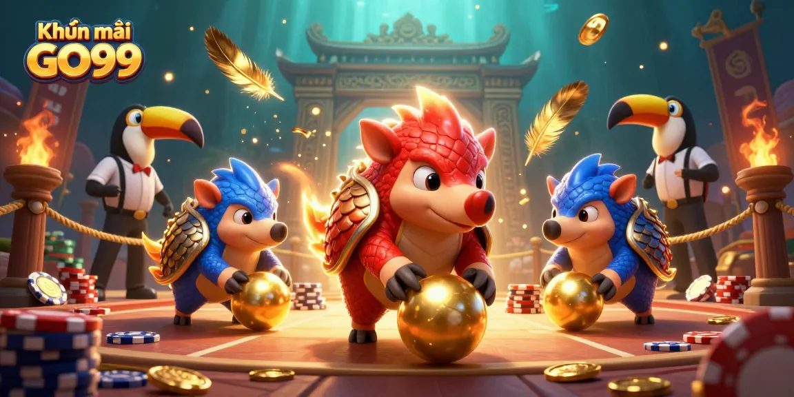 Engage with thrilling Khuyến mãi GO99 and witness fierce pangolin rivalry in this vibrant casino scene!
