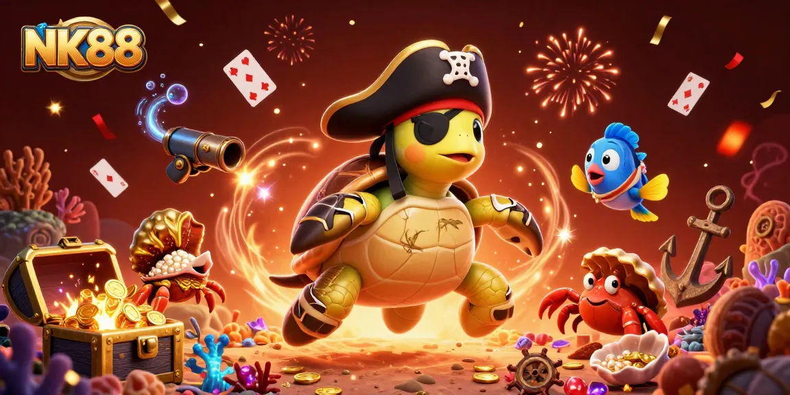 Engage with NK88's thrilling underwater treasure adventure featuring vibrant casino elements.