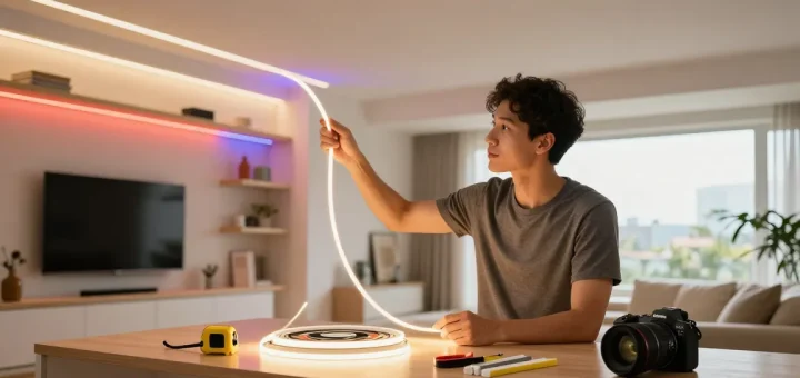 Iluminare modernă cu banda LED în design interior elegant